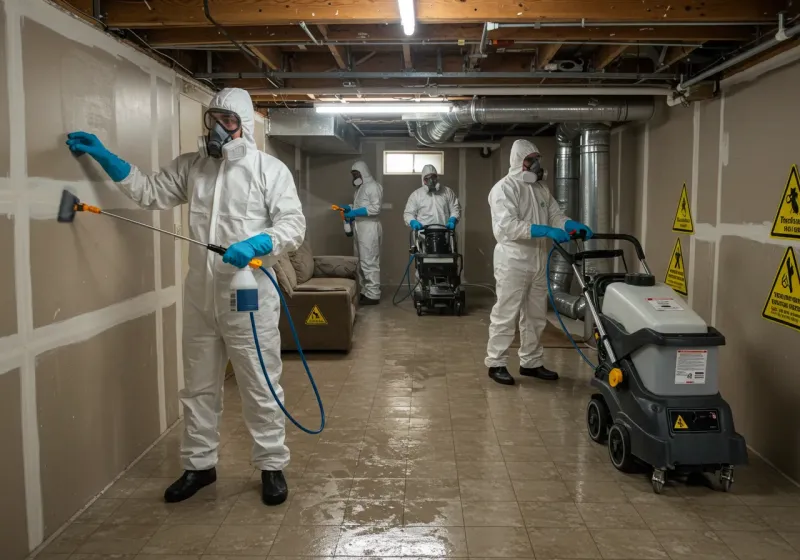 Basement Moisture Removal and Structural Drying process in Pottsville, AR